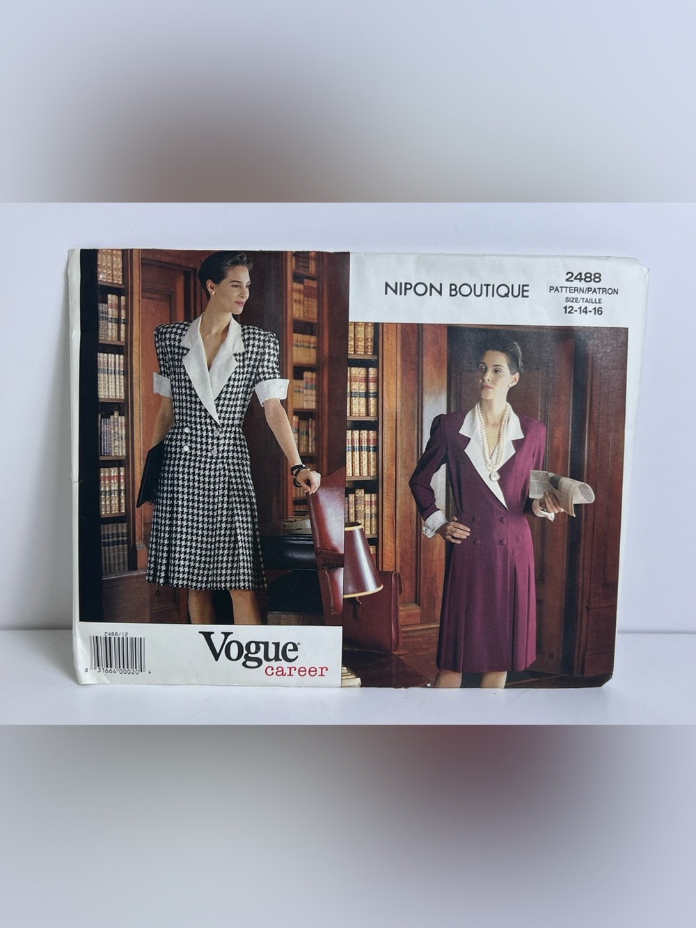 VTG Vogue Career Sewing Pattern 2488 Nipon Boutique Dress SZ 12 14 16 UC
